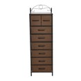 thumbnail image 4 of Household Essentials Victoria Dresser Tower Storage Organizer with 8 Brown Drawers Black Metal Frame and Mid Century Walnut Wood Grain Top, 4 of 7
