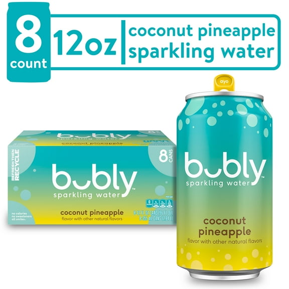 Bubly Summer Coconut Pineapple Sparkling Water, 12 fl oz, 8 Pack Cans