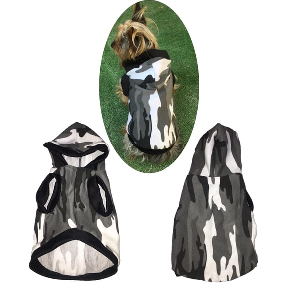 Jersey con capucha para perro o gato Mi Baúl Camuflaje Blanco Talla 0