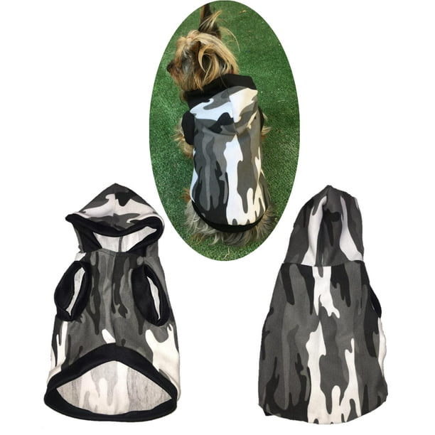 Jersey con capucha para perro o gato Mi Baúl Camuflaje Blanco Talla 3