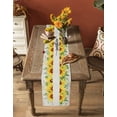 thumbnail image 5 of Table Runner Dresser Scarves 72 Inch Long, Yellow Sunflower and Green Leaves Linen Dining Table Runners Floral Sunshine Word on Linen Tabletop Scarf for Wedding Holiday Party Kitchen, 5 of 7