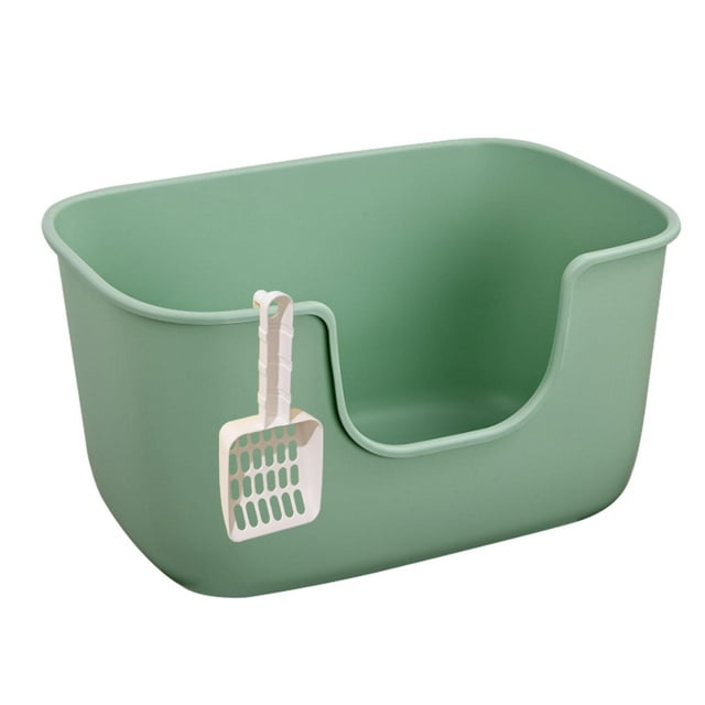 High Sided Cat Litter Boxs Potty Toilet Cage Cat Small Dogs Bedpan for Rabbit Indoor Cats Kitten Bunny Small and Medium Cats Green