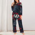 thumbnail image 2 of Fotbe Red Black Eastern Panda Warrior Conjunto de Pijama de Manga Larga para Mujer con Estampado, Ropa de Dormir de 2 Piezas, Conjunto de Casa Suave y Cómodo con Bolsillos-Large, 2 of 7