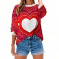 thumbnail image 3 of Uootdi Valentine's Day Sweatshirt for Women Crew Neck Love Heart Printed Graphic Sweatshirts Casual Holiday Long Sleeve Graphic Tee Tops Gift, 3 of 9