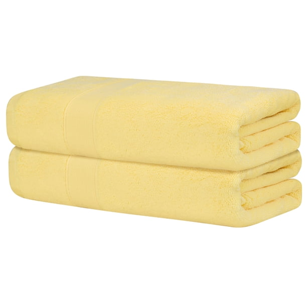 REGALWOVEN Conjunto de Toallas de Ba?o Oversized de 2 Piezas, Algodón Grueso, Toallas Altamente Absorbentes para Gimnasio, SPA, Yoga Amarillo 28' x 56'