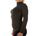 thumbnail image 2 of Women Long Sleeve Mock Neck Shirt Seamless Stretch Turtleneck Top Slim Fitted M-XL Plus Size, 2 of 6