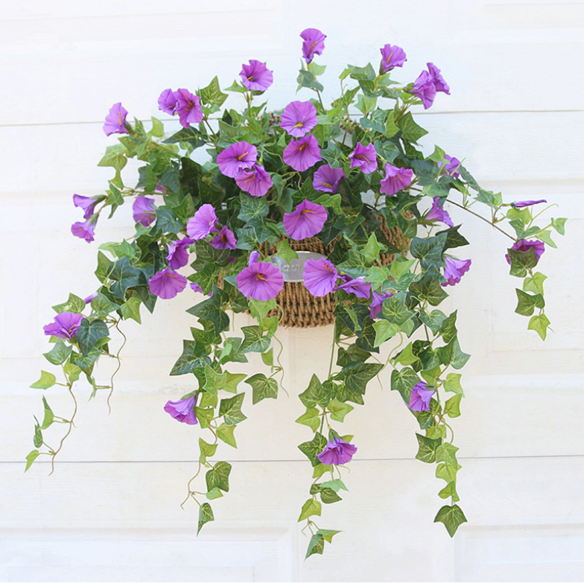 Details about   Artificial Hanging Basket Fake Silk Morning Glory Flower Vine Home Wedding Decor 