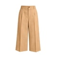thumbnail image 4 of Bosfbaoi Capri Pants for Women Button Fly High Waist Pinstripe Cropped Culotte Pants Pleated Wide Leg Womens Pants Office Work Pants for Women, 4 of 5