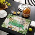 thumbnail image 3 of St. Patrick's Day Placemats Set of 8, Green Truck Lucky Shamrocks Flags Retro Placemats for Dining Table, Place Mats for Kitchen Tabletop, Waterproof Wipeable Dining Table Mats Set, 3 of 9