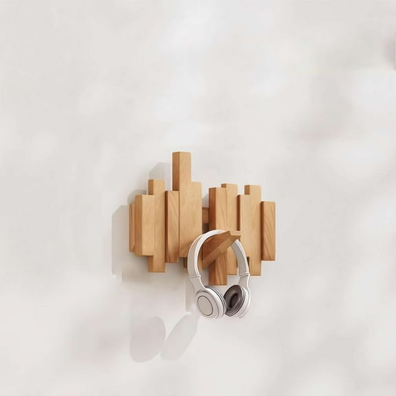 Natural Wood Wall Mounted Piano Coat Rack, Flip Down Wall Hook Rack, Behind The Door Storage Coat Coats for Bag Decor No-Drill Hat Home Umbrella Hooks IFQJ