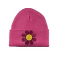 thumbnail image 1 of Gravity Threads Groovy Flower Patch Cuffed Beanie - Hot Pink, 1 of 2