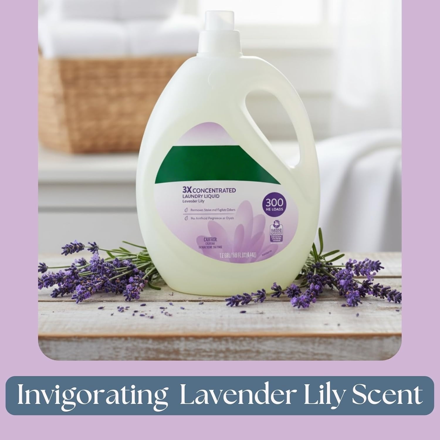Natural Laundry Detergent - 300 HE Loads - Liquid, Eco-Friendly, Plant-Based, No Artificial Fragrance, Colors or Preservatives, Lavender Lily, 150 Fl Oz