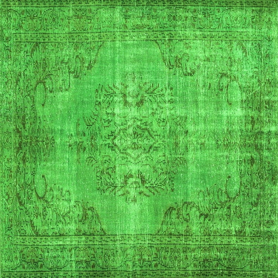 Ahgly Company Indoor Square Abstract Green Contemporary Area Rugs, 3' Square