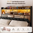 thumbnail image 3 of ARICOEASY Black California King Size Bed Frame with Charging Station and LED Lights, Modern Storage Beds, No Noise, Black, 3 of 9