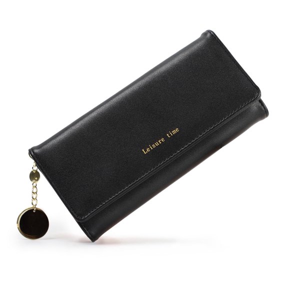 Wallets for Women Leather Credit Card Holder with RFID Blocking Large Capacity Woman wallet-Black