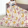 thumbnail image 6 of Honeii Yellow Pueple Rabbit Print Fleece Blanket - Throw Blanket for Bed, Sofa, Couch, Camping, and Travel , Microplush Ultra Soft Warm Blanket-40"x30", 6 of 7