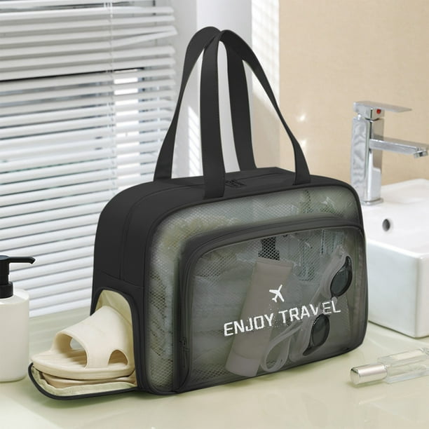 Bolsa de Cosméticos Transparente, Impermeable, para Playa, para Deporte, Gimnasio, Organizador para Cosméticos y Trajes de Baño, 36 X 25 X 15 Cm, Verde, Gris, Rosa y Beige. 1 Bolsa Pequeña para Cosmé