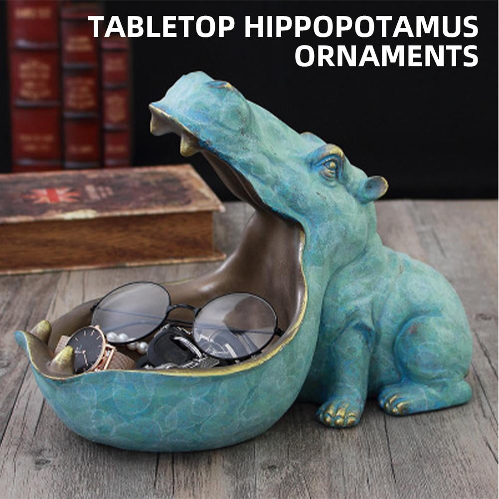 Pekkaxy Hippo Key Holder Box, 8.19x6.24x4.29 in, Cute Animal Design for Key Storage, Organizes Keys in Entryway, Office, or Car