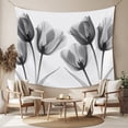 thumbnail image 2 of Tulip Black White Large Tapestry for Bedroom Wall Hanging Tapestry, Spring Floral Botanical Bloom Ceiling Backdrop Tapestries Poster Blanket Wall Decor for Teens Room Living Room Dorm 85" x 90", 2 of 8