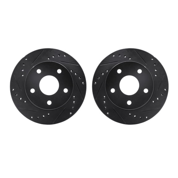 Dynamic Friction Company Front Brake Rotors-Drilled and Slotted-Black 8002-54002
