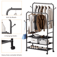 thumbnail image 4 of Satifur Clothes Rack with 3 Tiers Storage Shelves, Clothing and Shoes Racks, Garment Rack with Wheels, Multi-functional Double Rod Hanging Rack, Black, 4 of 8