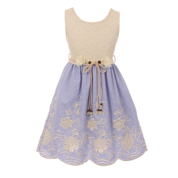 Big Girl Sleeveless Lace Embroidery Party Holiday Wedding Flower Girl Dress Blue 12 JKS 2135 BNY Corner