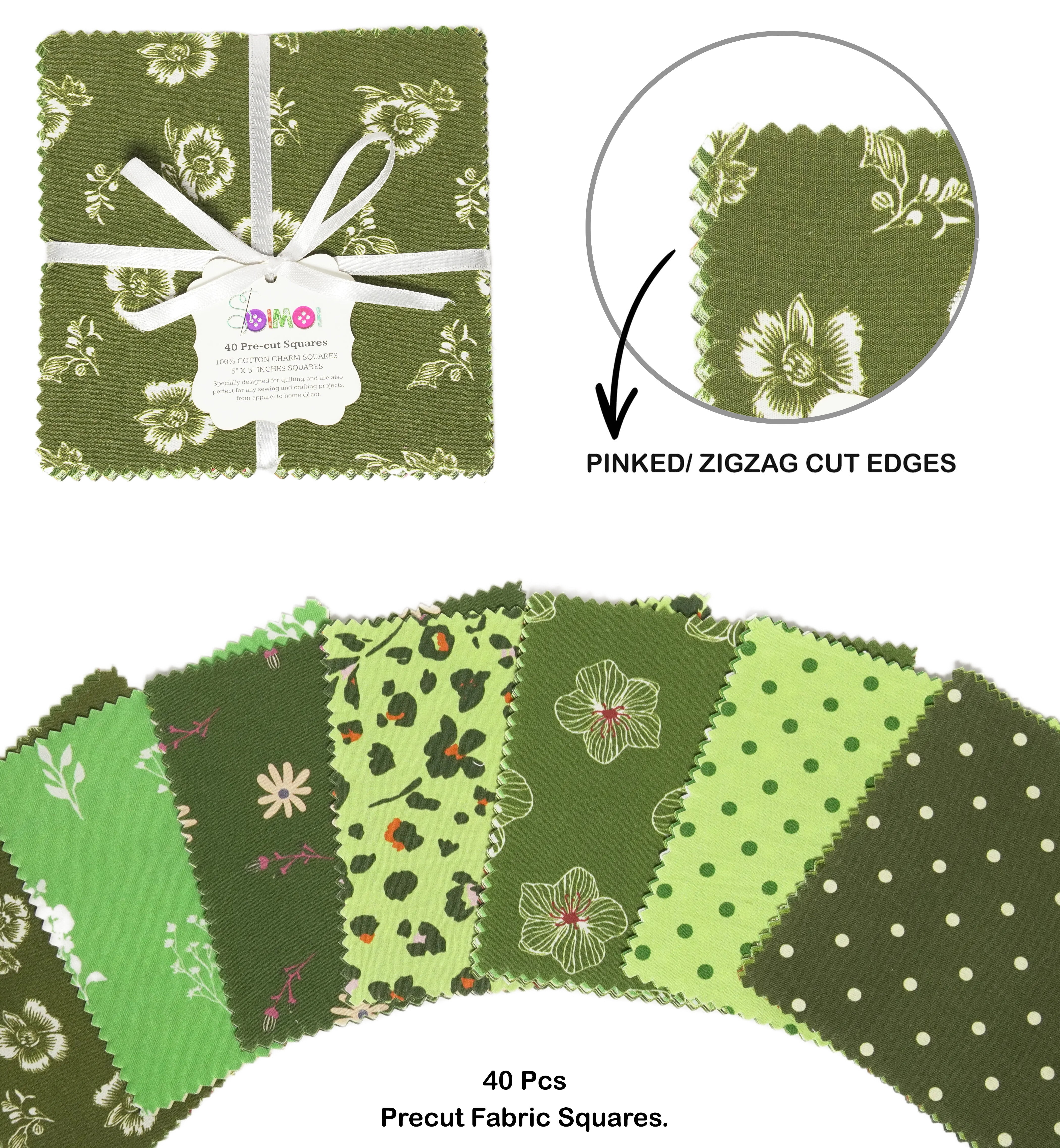 Soimoi Precut 10-inch Florals Prints Cotton Fabric Bundle Quilting Squares Charm Pack DIY Patchwork Sewing Craft-