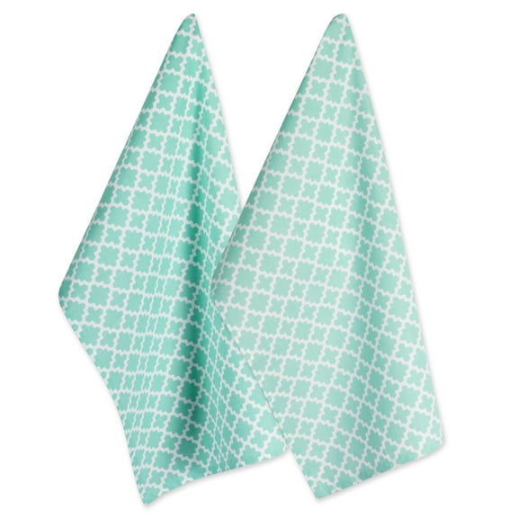 DII Modern 100 Percent Cotton Lattice Dishtowels in Aqua Blue (Set of 2)