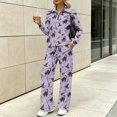 thumbnail image 4 of Light Purple Witch Print 2 Piece Sets for Women Stand Collar Quarter Zip Sweatshirt Wide Leg Pants with Pockets Soft Loose Travel Outing Getaway Loungewear Fall Tracksuit, 4XL, 4 of 9