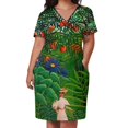 thumbnail image 2 of HENRI ROUSSEAU HD - Mujer caminando en un bosque exótico (Femme se promenant dans une forêt exotique) Vestido suelto con bolsillo, 2 of 6