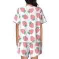 thumbnail image 3 of Bingfone Strawberry Print Pajamas Sets for Women Soft Short-Sleeved Pjs with Lounge Shorts Two Piece Sleepwear, 3 of 8