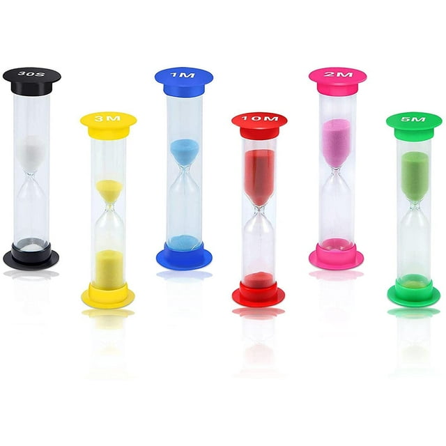 6 Pieces Hourglass Timer, Hourglasses Set Colorful Hourglass Hourglasses 30 Seconds / 1 Minute / 2 Minutes / 3 Minutes / 5 Minutes / 10 Minutes For Home Office Classroom (6 Colors)