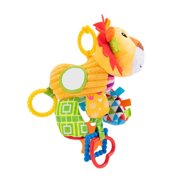 Juguete de actividad y dentición para bebés con sonajero multisensorial, texturas y sonido de arrugas. Animales de peluche de papel con tintineo, jirafa, cebra y lirio.