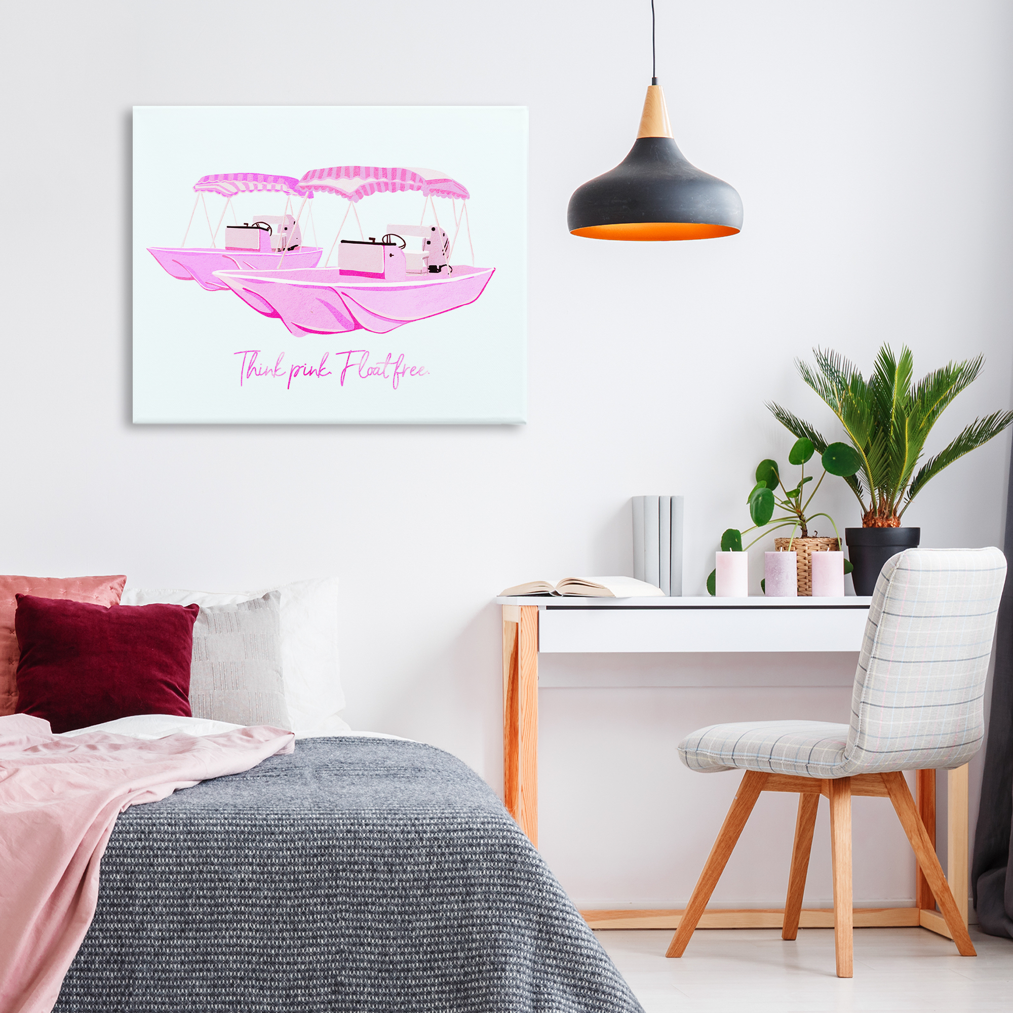 Think Pink Float Free Boats Canvas Wall Art, design by Ziwei Li