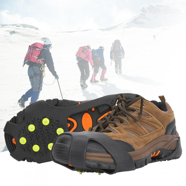 Peahefy pointes antidérapantes, crampons, 1 paire de crampons à glace 14  dents poignées de chaussures antidérapantes pointes crampons pour randonnée  sur neige en plein air escalade 