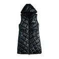 thumbnail image 7 of Miluxas Women Long Vest Solid Color Sleeveless Hood Winter Vest Outwear Black 6(M), 7 of 7