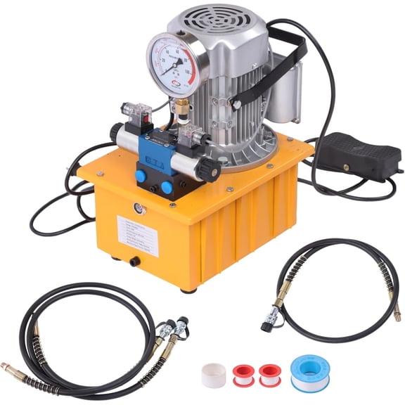labwork Double Acting Electric Driven Hydraulic Pump Hydraulic Power Unit with Pedal Switch, 10000 PSI 750W 8L Capacity, for Punching Bending Jack