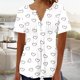 thumbnail image 1 of Fiudx Ofertas Flash Artículos En Oferta Top Corto con Botones y Cuello En V Estampado para Mujer, 1 of 4