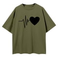 thumbnail image 4 of Graphic Tees for Women T-Shirts Women's Oversized Heartbeat Print Short Sleeve Round Neck Casual Tee for Women Daily Comfort Fit Graphic Top Green XXL, 4 of 4