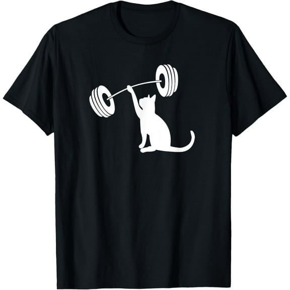 Funny Fitness Weight Strength Gym Cat Lifting T-Shirt