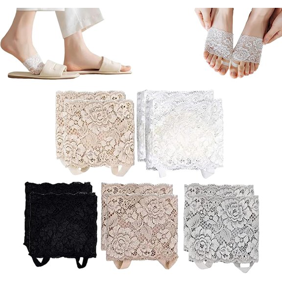 Womens Lace Toe Topper Socks, Half Socks Lace Forefoot Socks, No Show Half Socks with Cushion Pad
