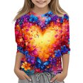 thumbnail image 1 of COM1950s Chemise de la Saint-Valentin pour Garçons, Chemise de la Saint-Valentin pour Garçons et Filles, Imprimé Saint-Valentin pour Garçons et Adultes, Manches Trois-Quarts, Col Rond, Chandail de Base, Chemise de la Saint-Valentin, 1 of 9