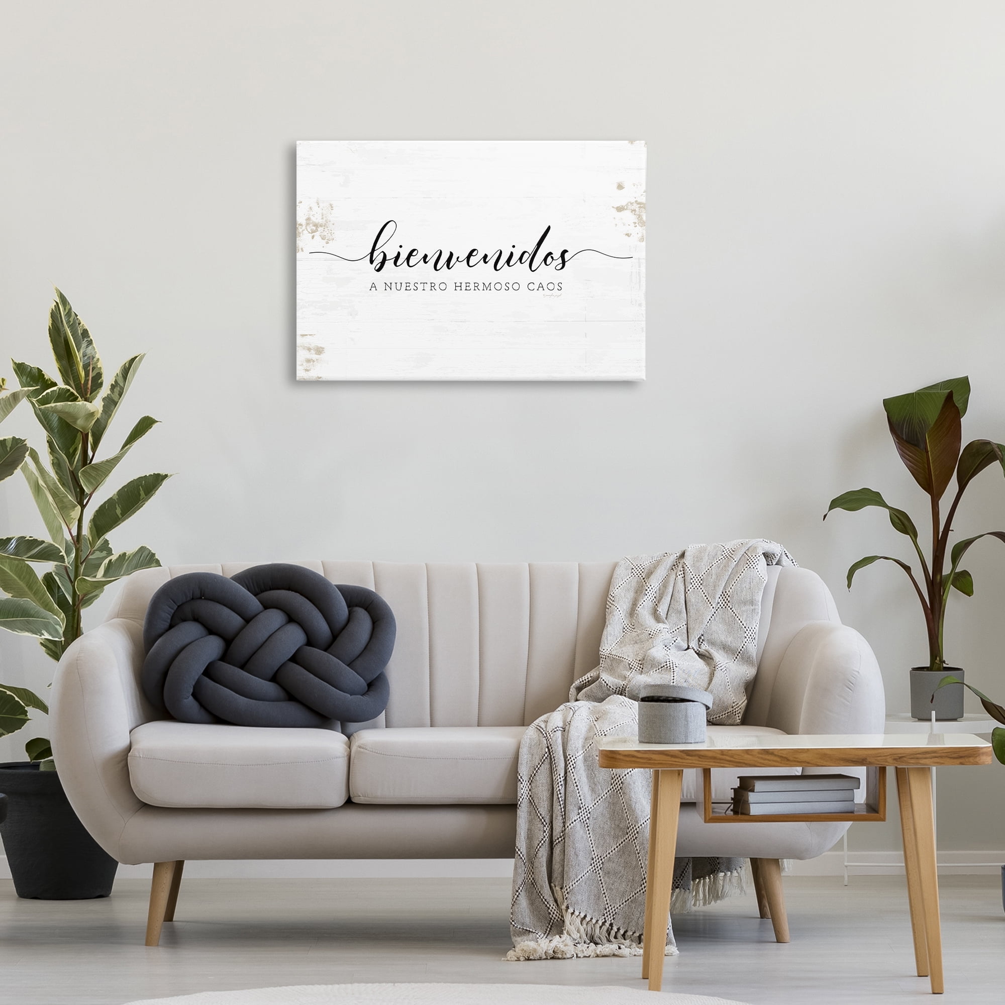 Stupell Industries Bienvenidos a Nuestro Hermoso Caos Inspirational Quotes & Sayings Painting Wrapped Canvas Art Print Wall Art, 30 x 20