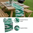 thumbnail image 5 of Green White Moire Table Runner - 120 Inch Long, Kitchen Dining Table Runner Dresser Scarves, Modern Abstract Art Farmhouse Decor for Coffee Tables Wedding Party Banquet, 5 of 8