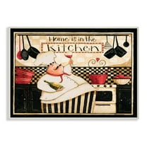 Stupell Industries Home is in the Kitchen with Happy Chef Illustration Graphic Art Unframed Art Print Wall Art, 13x19, by Dan DiPaolo
