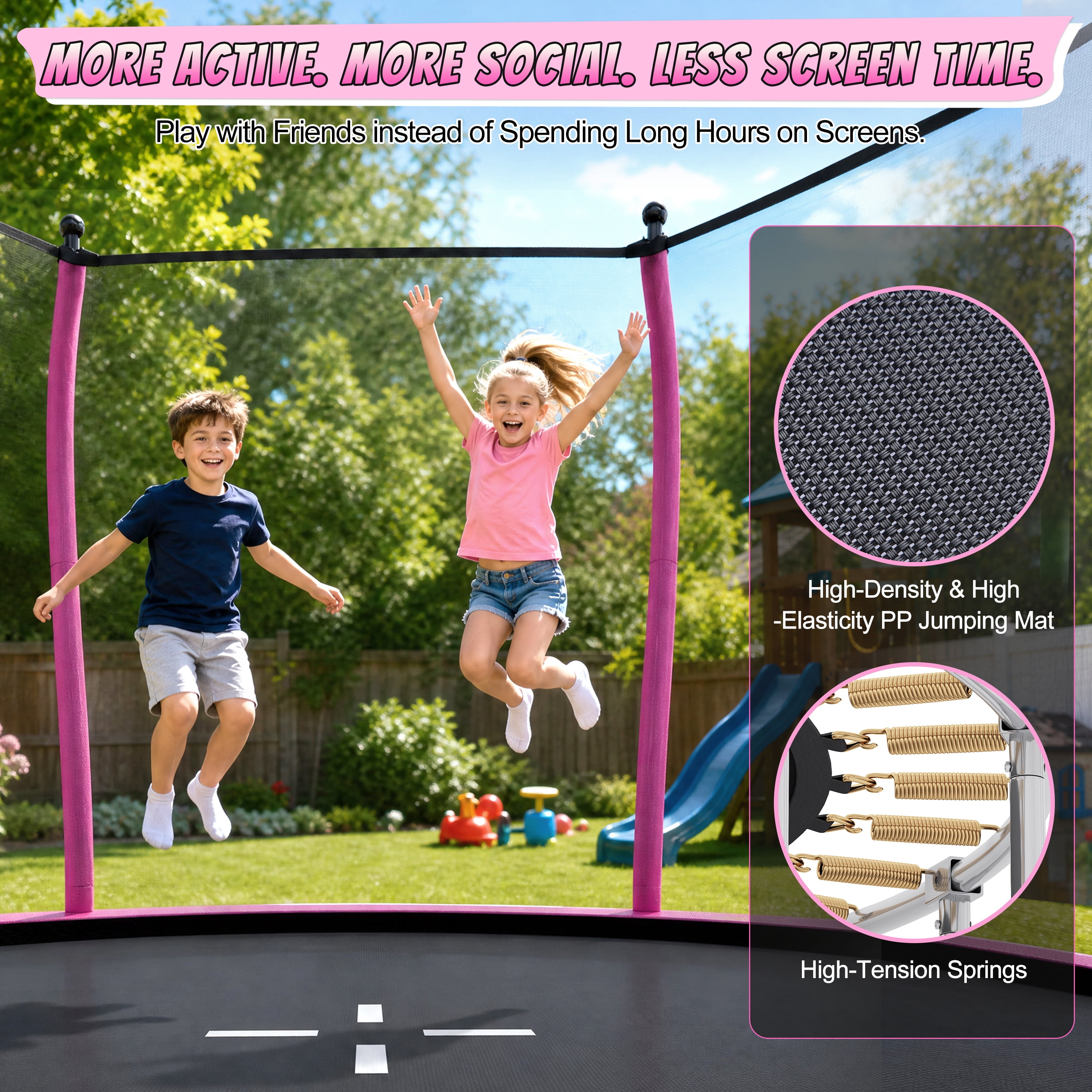 EUROCO 14FT Premium Trampoline with UV-Resistant Safety Enclosure and Ladder, 1200LBS Capacity Round Backyard Bouncer for Kids and Adults