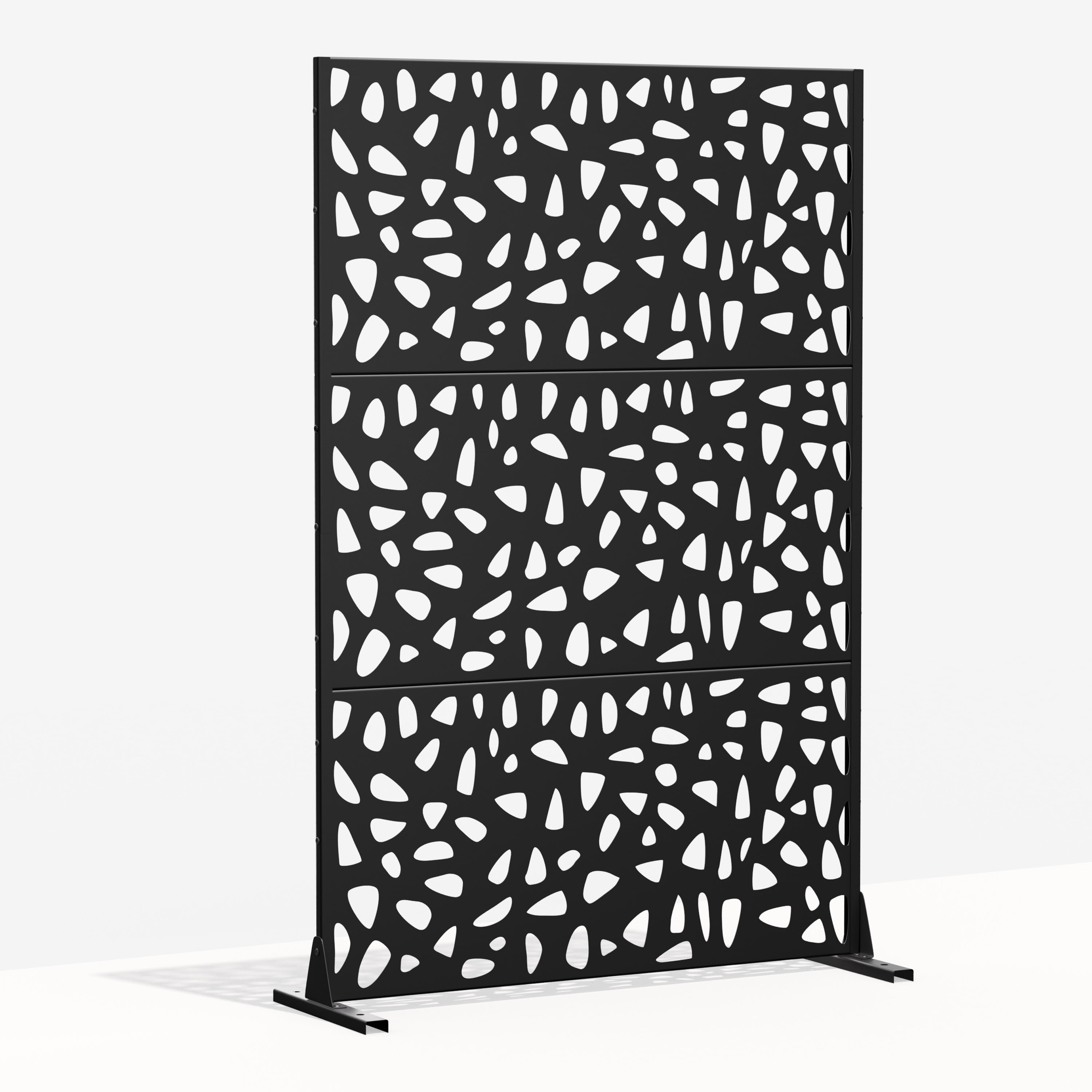 72"x47" Outdoor Privacy Screen with Stand Dean Metal Balcony Decorative Screen,Black