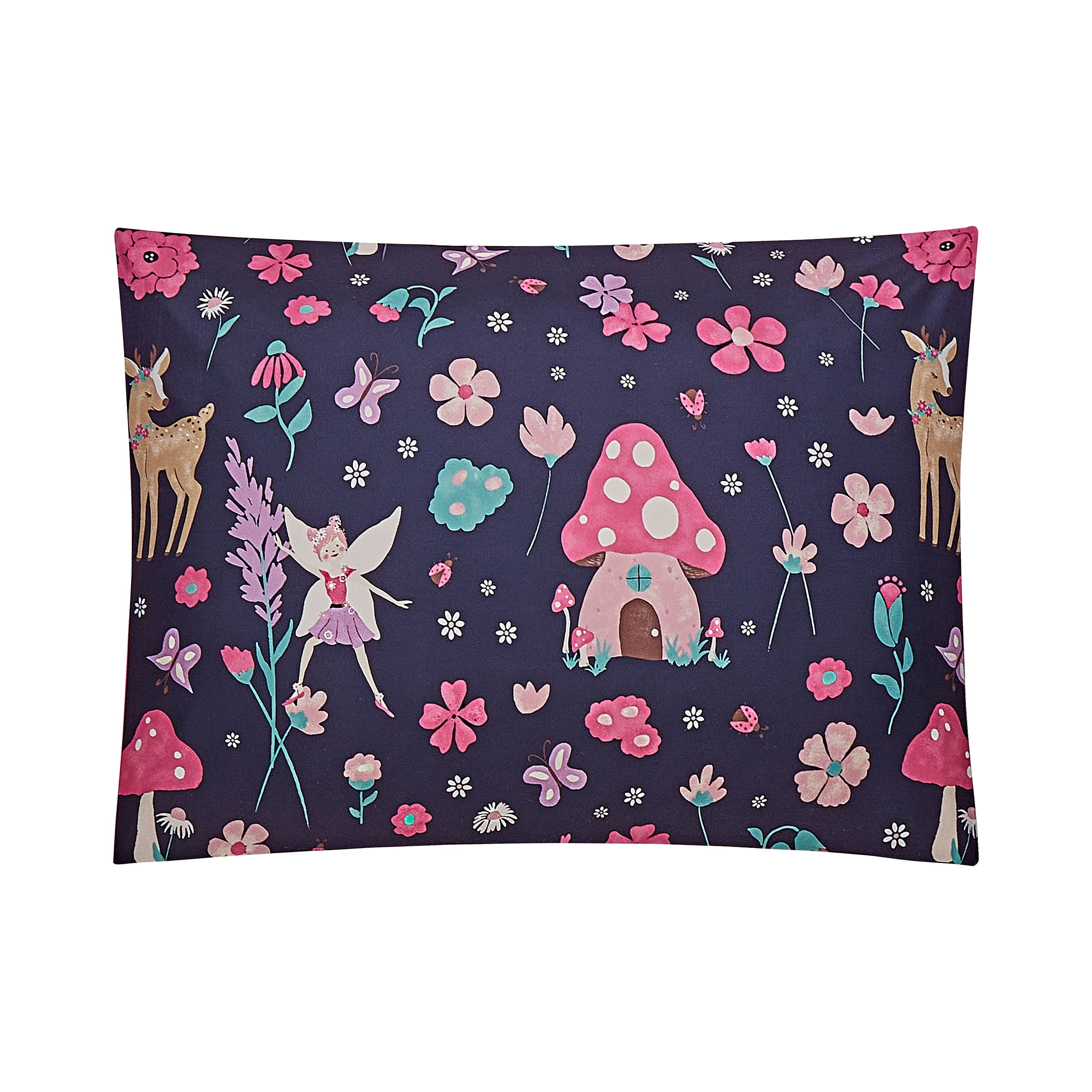 Urban Playground Kids Fairy Garden 2-Piece Comforter Set, Navy/Pink, T/TXL