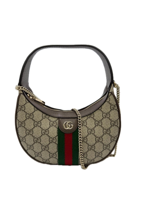 Pre-Owned GUCCI Ophidia GG Supreme Small Shoulder Bag 838463 Handbag Beige Red Green Leather...