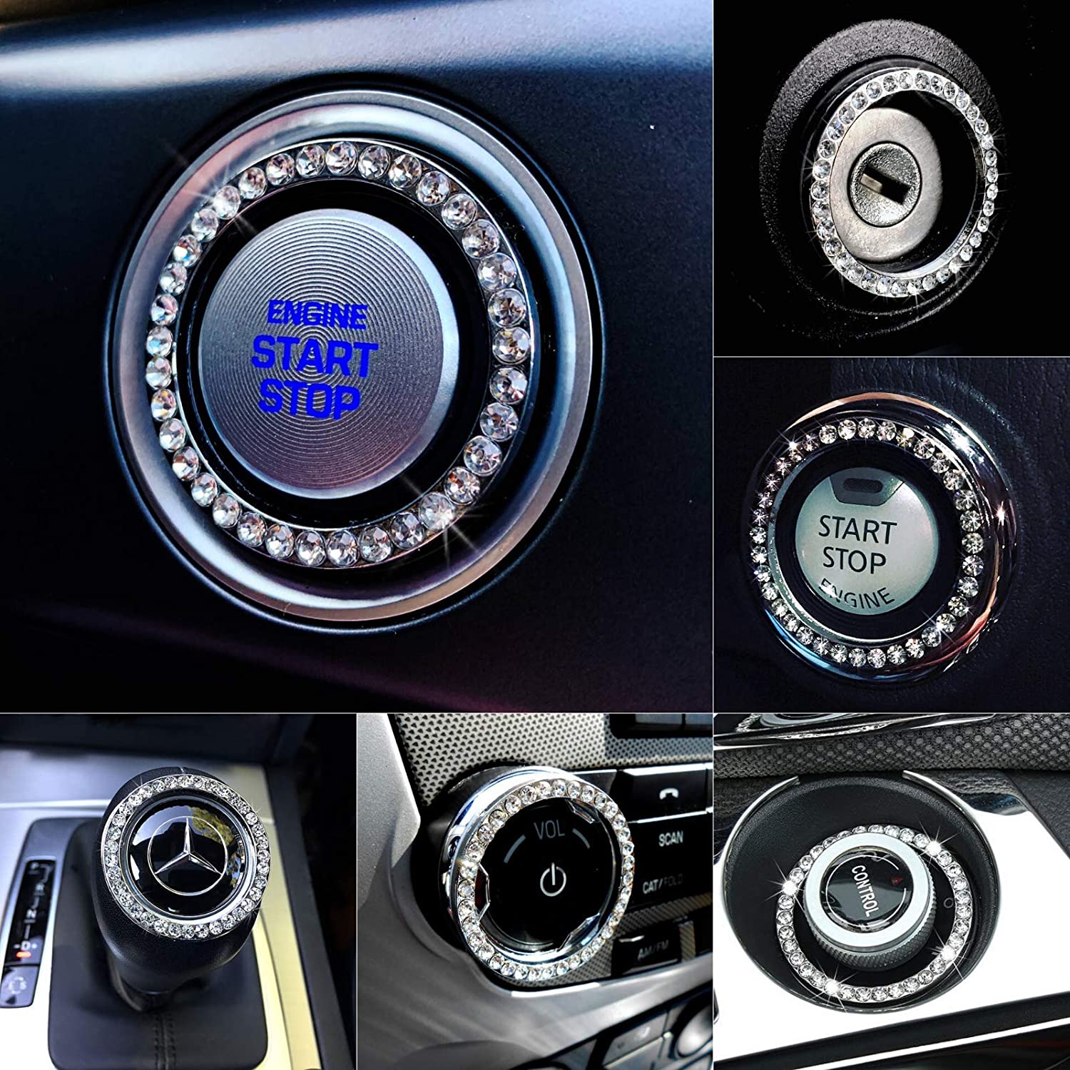 Bling Car Decor Crystal Rhine Car Bling Ring Emblem Sticker, Bling Car  Accessories for Women, Push to Start Walmart Canada